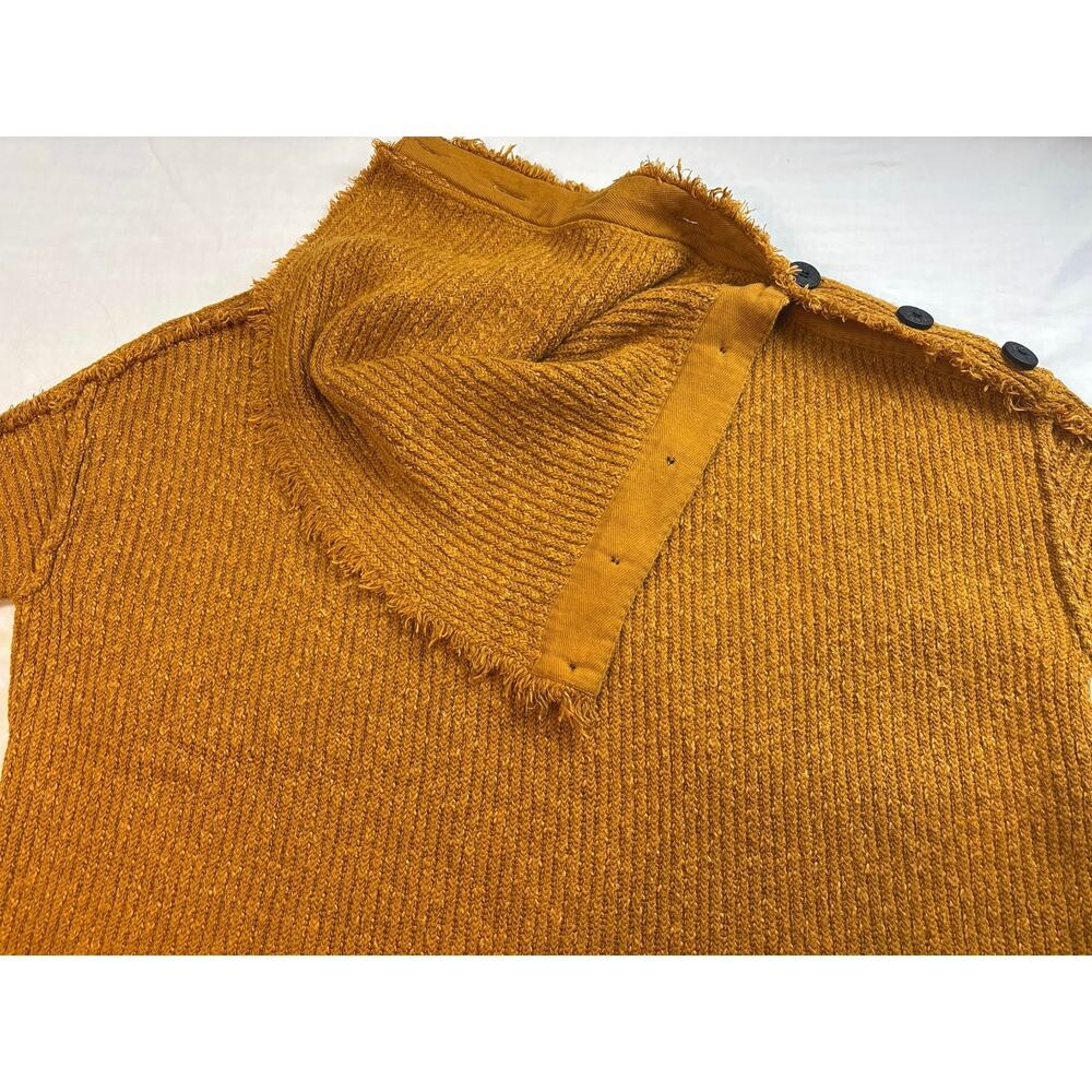 Free People On My Side Sweater Size SM Oversized Chunky Mustard Brown Pre-Owned